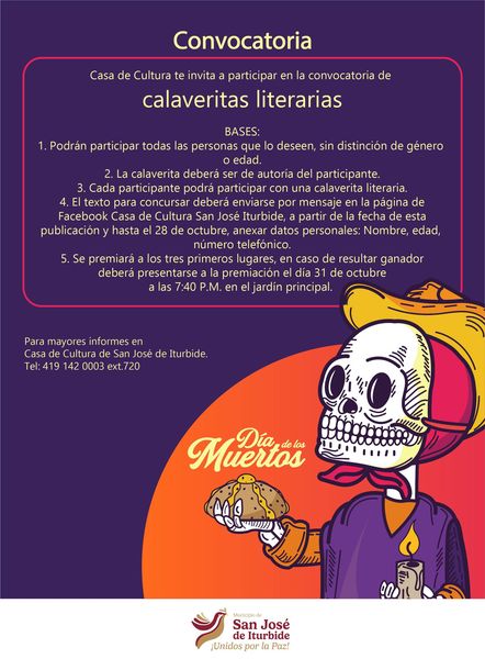 b 4 - Casa de Cultura de SJI invita a participar en tres atractivas dinámicas para celebrar en familia el Día de Muertos