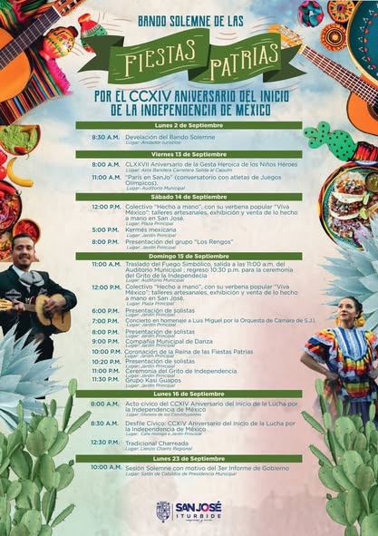 A 30 - Bando con las actividades que habrá en el Mes Patrio