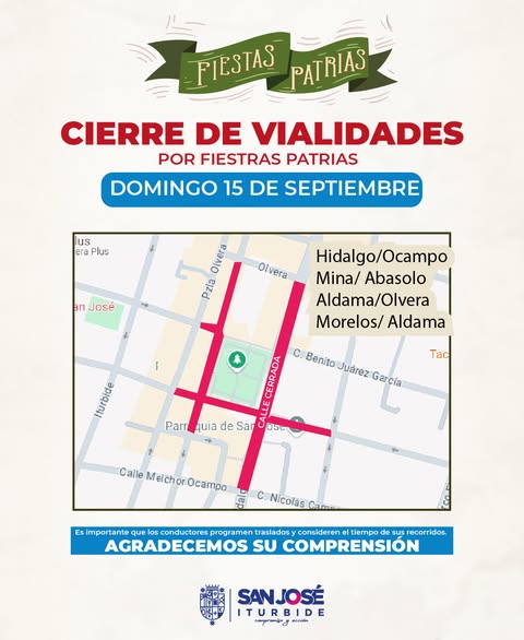 C 29 - Cierre de calles en el primer cuadro por motivo de la celebraci&oacute;n de las Fiestas Patrias