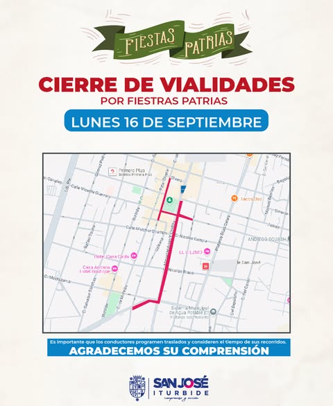 D 22 - Cierre de calles en el primer cuadro por motivo de la celebraci&oacute;n de las Fiestas Patrias